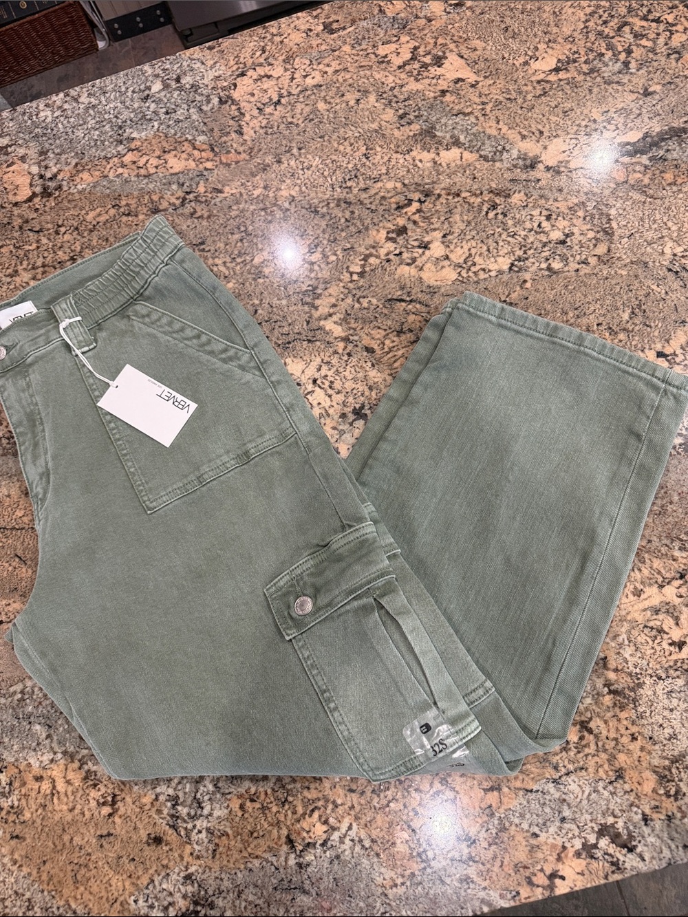 Olive Green High-Rise Utility Jeans for Women